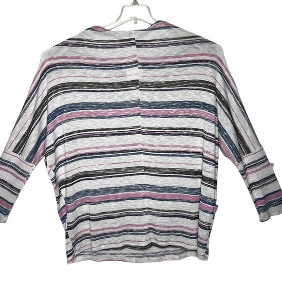 Oddy Pink Gray White Multi Stripe Relaxed Fit 3/4 Sleeve Top 2XL NWT Lightweight - Picture 2 of 11
